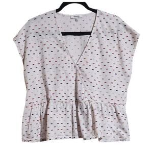 Madewell Cream Blouse with Multicolor Dots